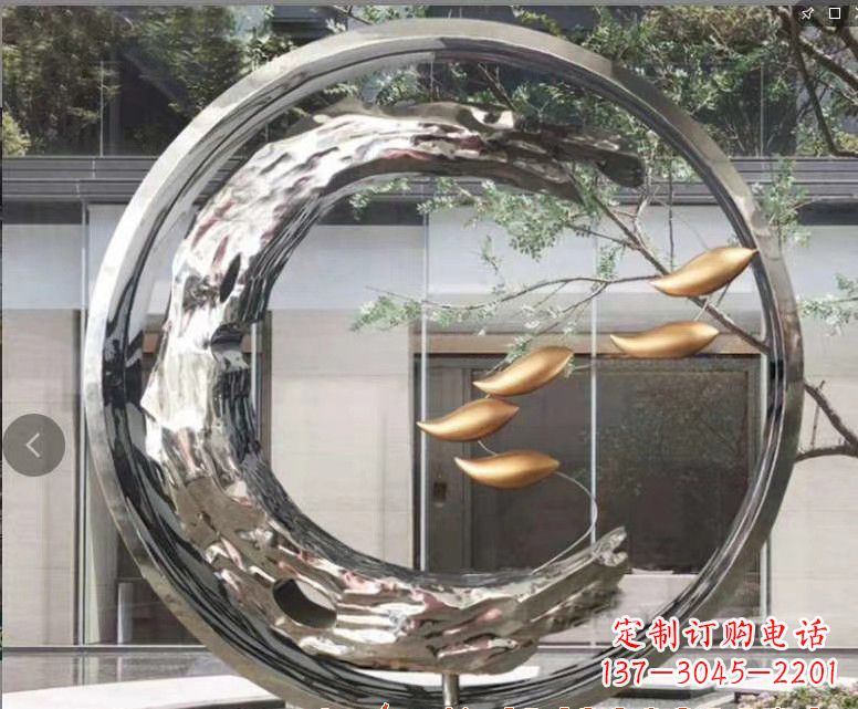 安阳不锈钢鲤鱼跃龙门景观雕塑