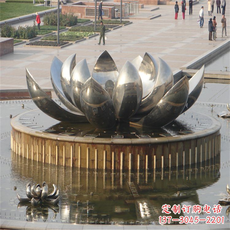 安阳不锈钢莲花荷花喷水喷泉-公园景区水景雕塑