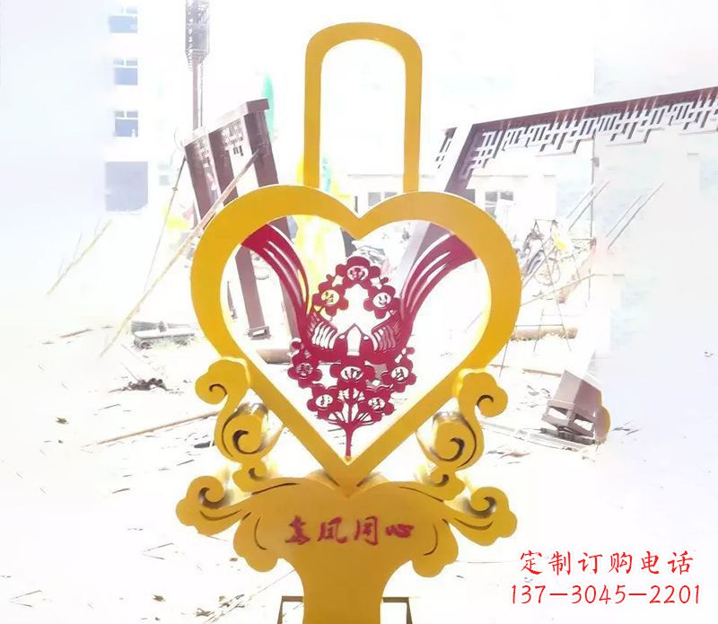 安阳不锈钢龙凤同心雕塑