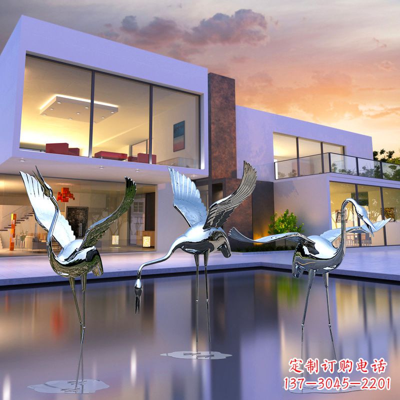 安阳不锈钢镂空丹顶鹤雕塑