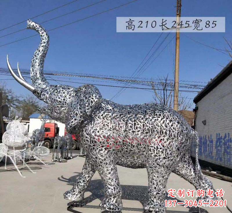安阳不锈钢镂空大象造型雕塑