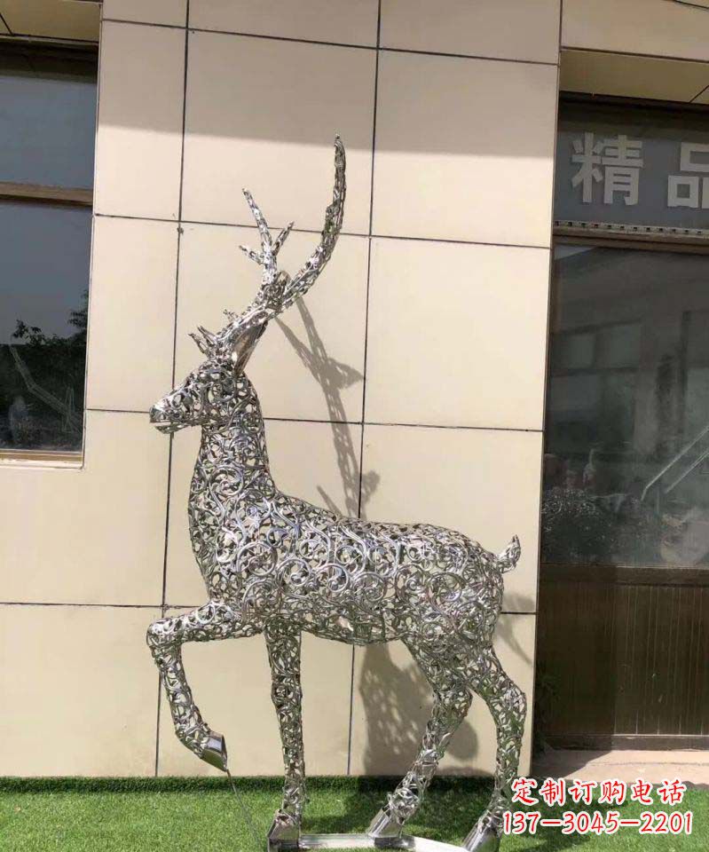安阳不锈钢镂空动物梅花鹿摆件雕塑