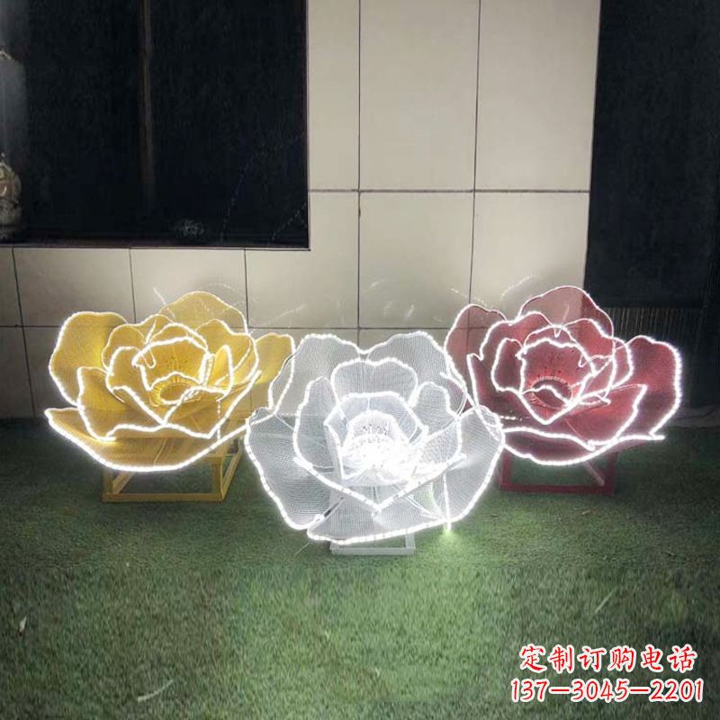 安阳不锈钢镂空玫瑰花灯光雕塑