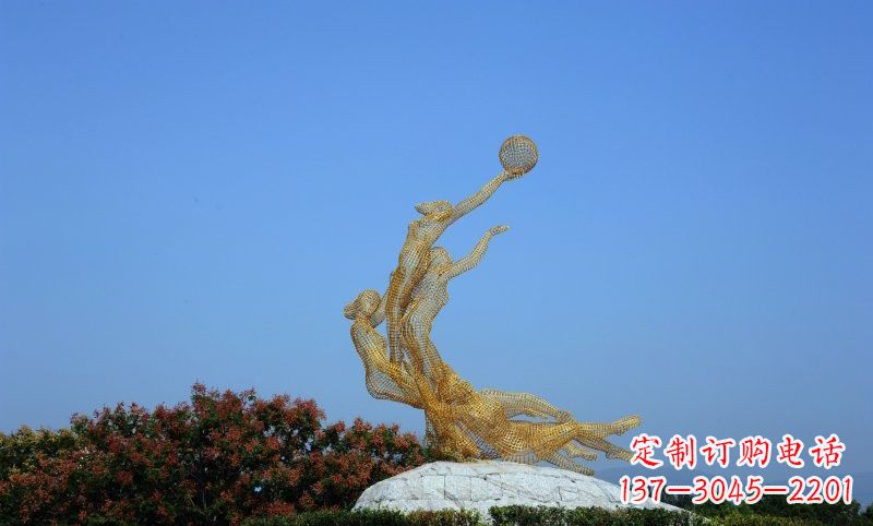 安阳不锈钢镂空女排运动员雕塑