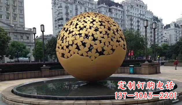 安阳不锈钢镂空球喷泉雕塑