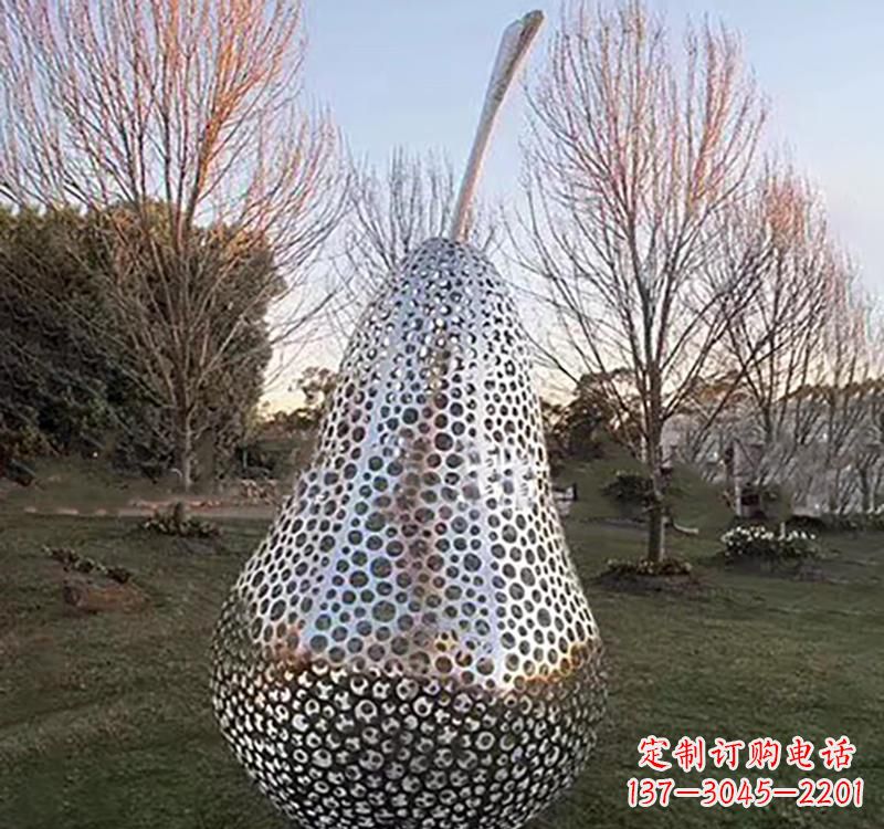 安阳不锈钢镂空水果梨雕塑