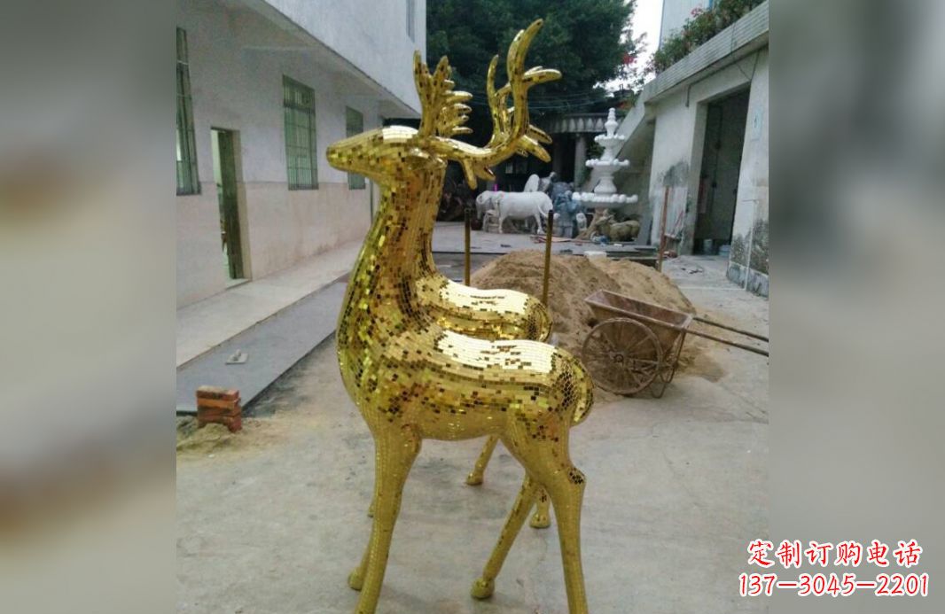 安阳不锈钢鹿公园动物雕塑