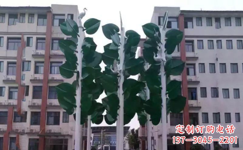 安阳不锈钢绿色树叶小区景观雕塑