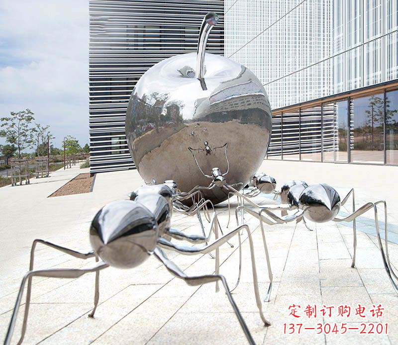安阳不锈钢蚂蚁滚苹果雕塑1