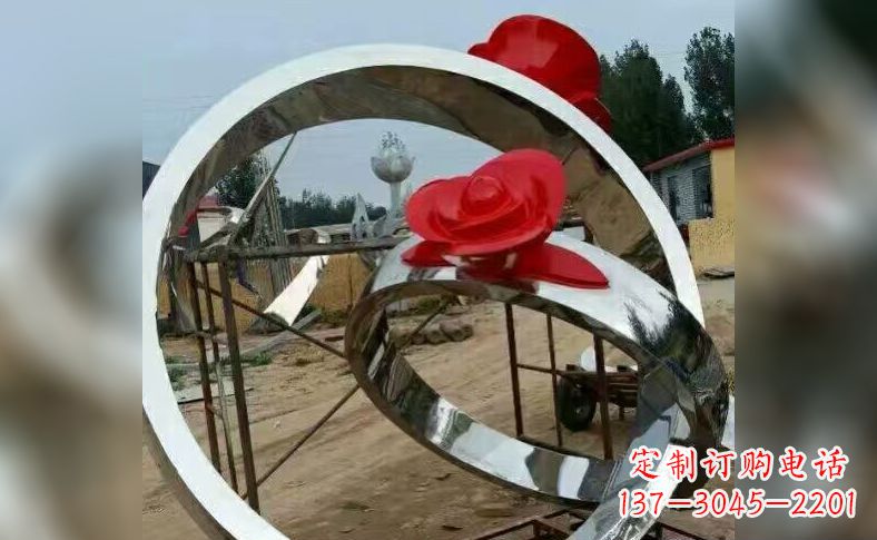 安阳不锈钢玫瑰花戒指景观雕塑