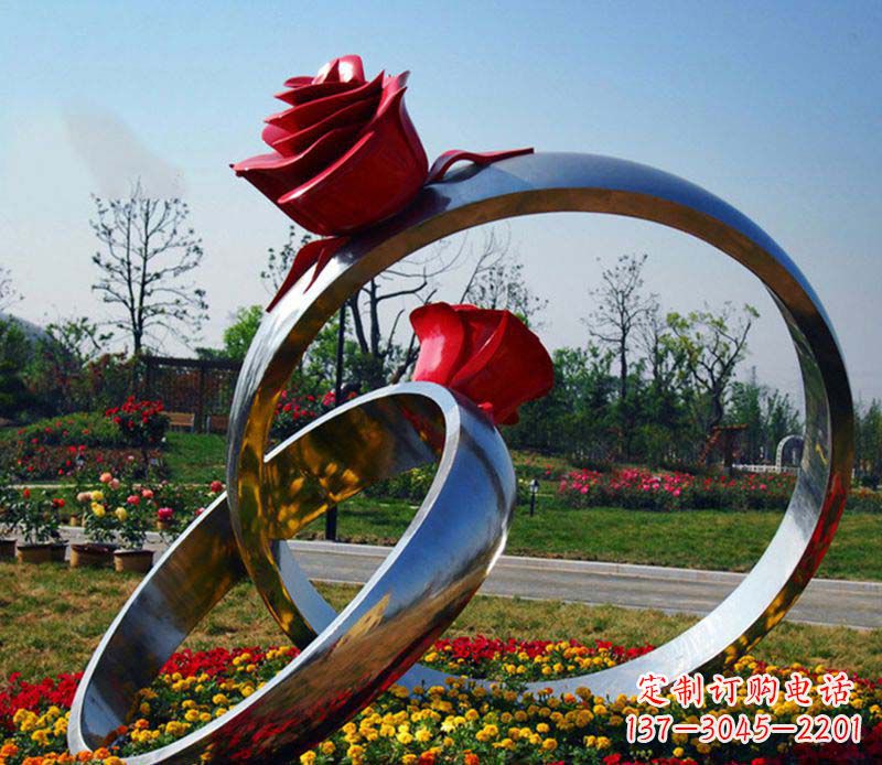 安阳不锈钢玫瑰戒指雕塑 (2)