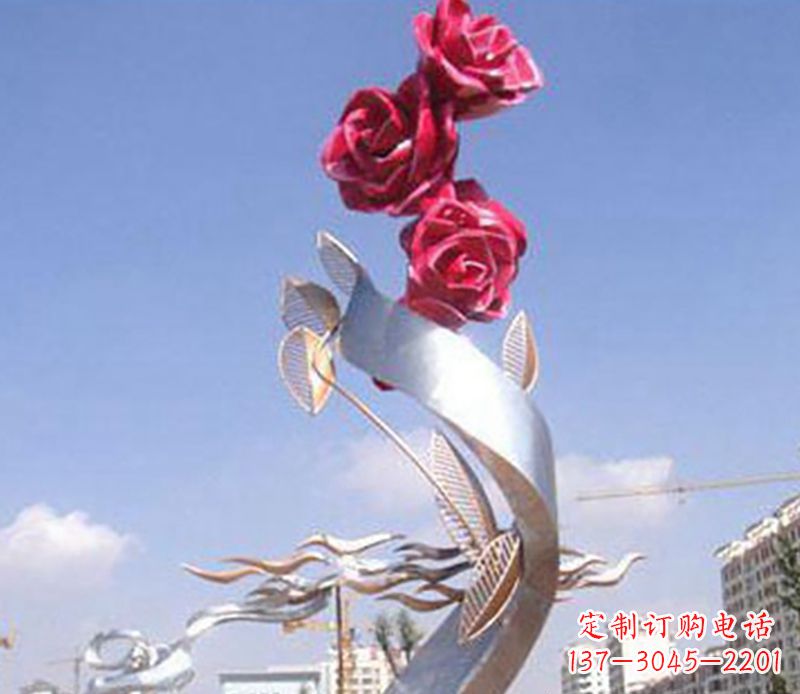 安阳不锈钢玫瑰花植物雕塑