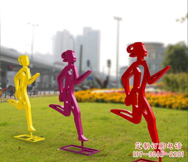安阳不锈钢跑步抽象女人雕塑