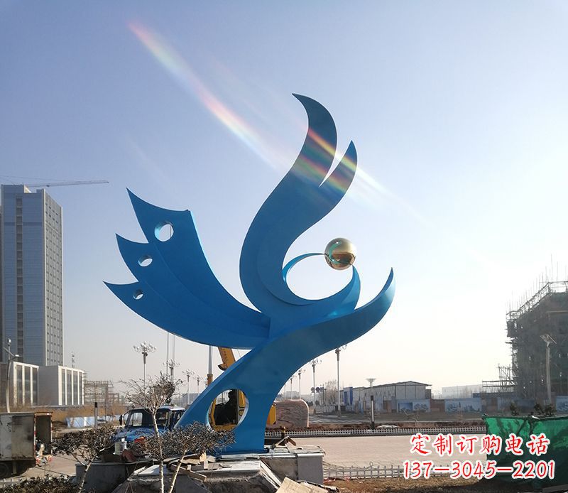 安阳不锈钢喷漆凤凰雕塑 (2)