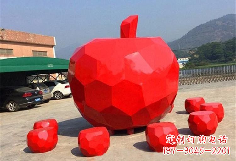 安阳不锈钢喷漆几何苹果雕塑