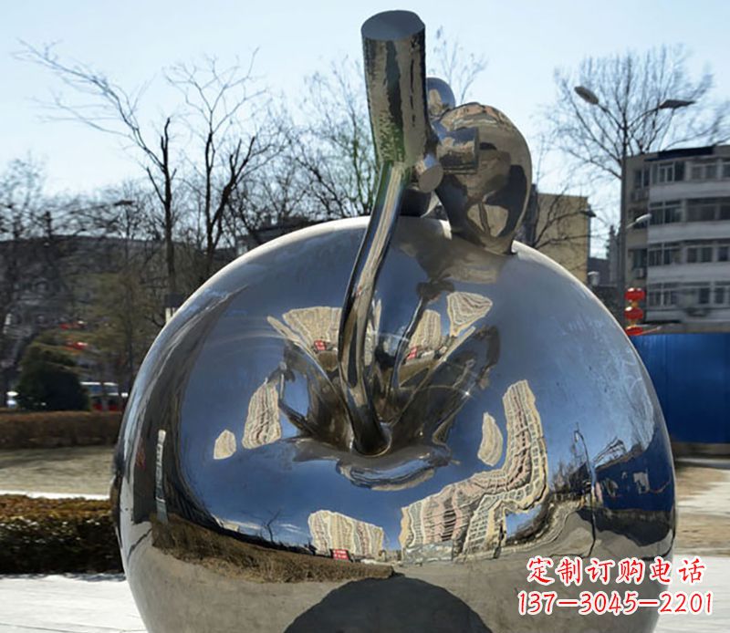 安阳不锈钢苹果镜面雕塑
