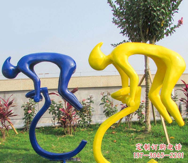 安阳不锈钢骑自行车广场景观雕塑