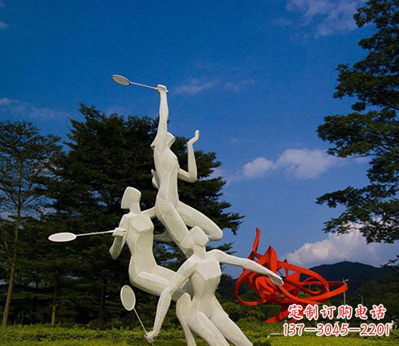安阳不锈钢人物打羽毛球雕塑