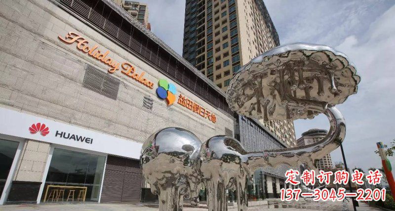 安阳不锈钢商场门前抽象喷水大象景观雕塑