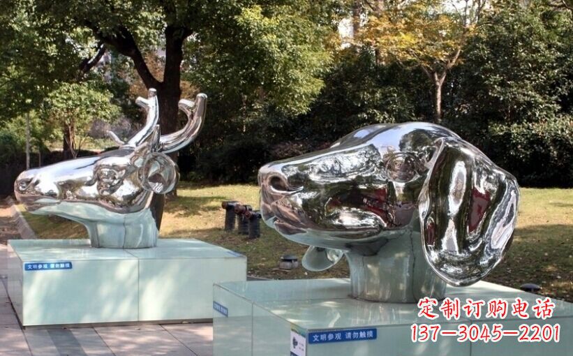 安阳不锈钢十二生肖头像景观雕塑