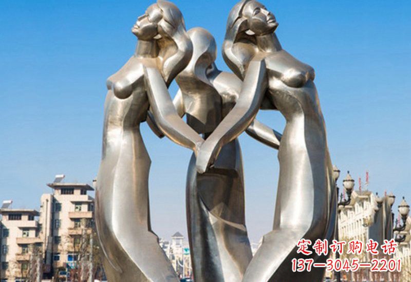 安阳不锈钢手拉手的女孩雕塑