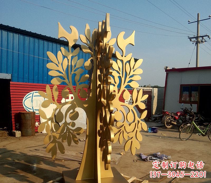 安阳不锈钢树叶园林景观雕塑