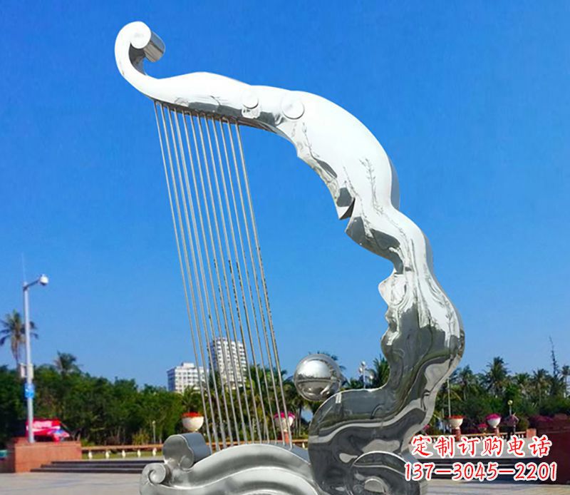 安阳不锈钢竖琴乐器雕塑