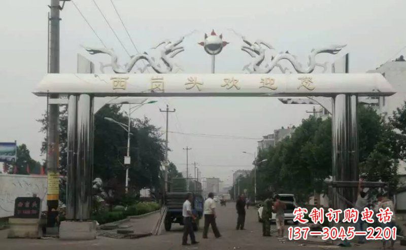 安阳不锈钢双龙戏珠牌坊村口牌坊
