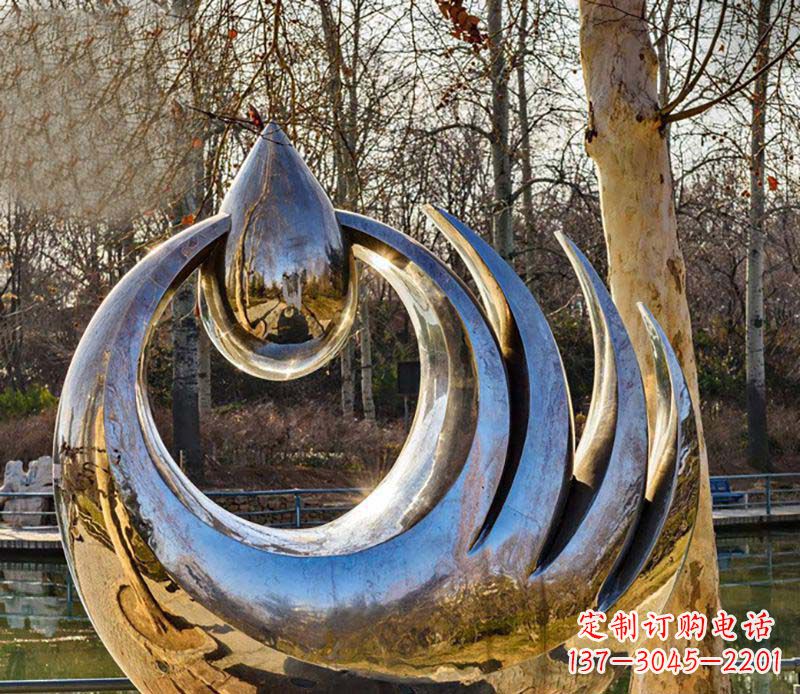 安阳不锈钢水滴园林雕塑