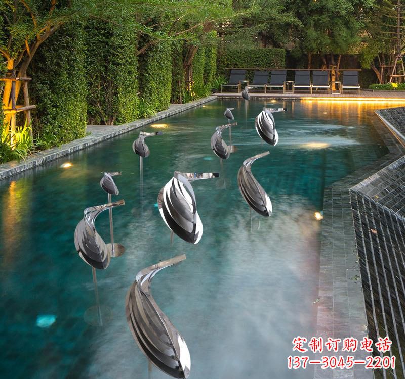 安阳不锈钢水景动物鱼群雕塑