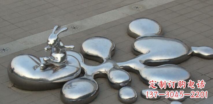 安阳不锈钢水珠和兔子广场景观雕塑