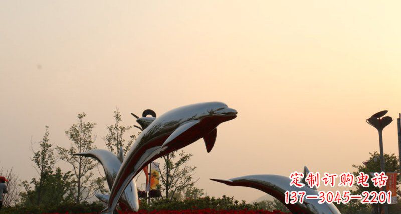 安阳不锈钢跳跃的海豚动物雕塑