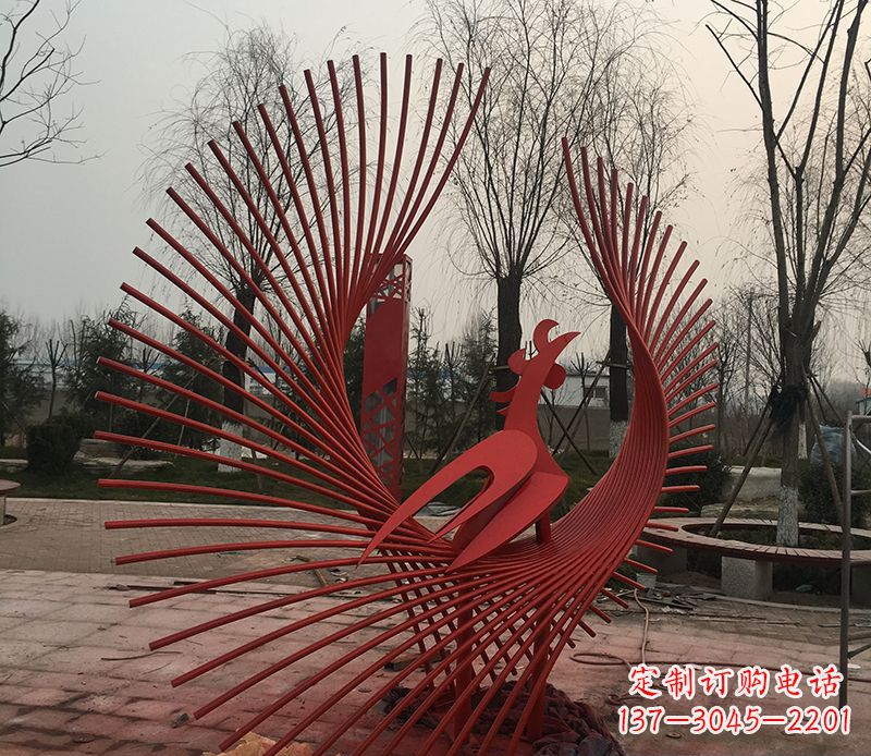安阳不锈钢网状凤凰雕塑