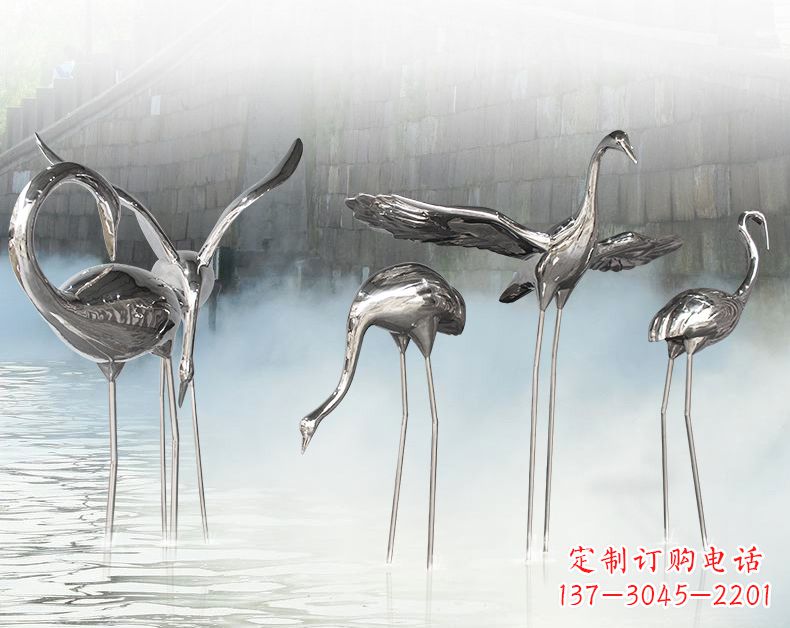 安阳不锈钢仙鹤飞鸟雕塑