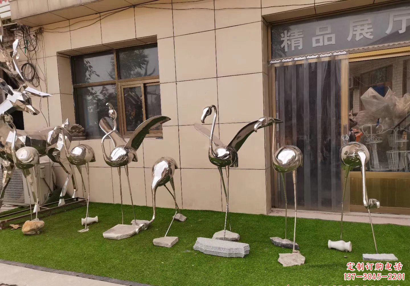 安阳不锈钢仙鹤景观雕塑222