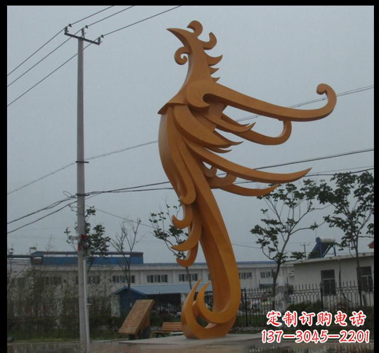 安阳不锈钢现代抽象动物凤凰雕塑
