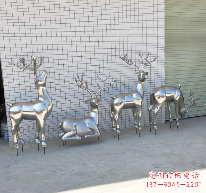 安阳不锈钢现代动物梅花鹿雕塑
