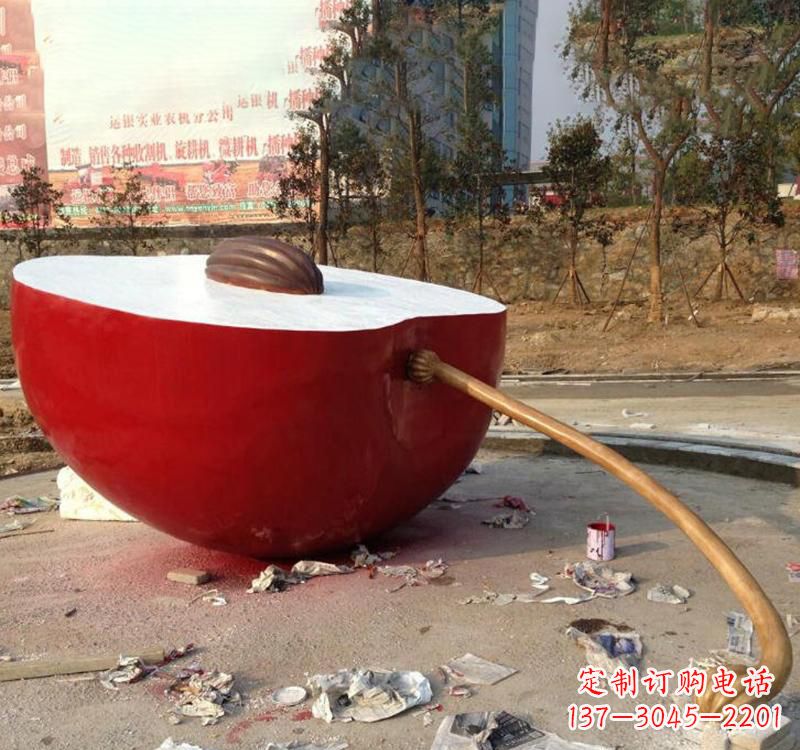 安阳不锈钢现代广场大型苹果雕塑