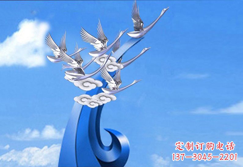安阳不锈钢祥云仙鹤景观雕塑