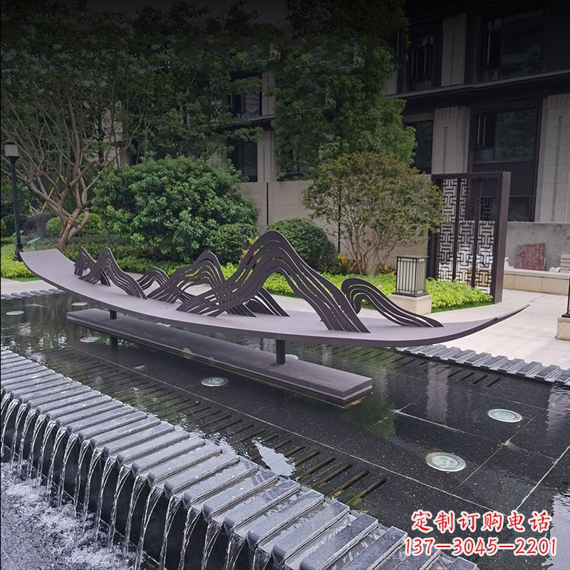 安阳不锈钢小船假山抽象景观