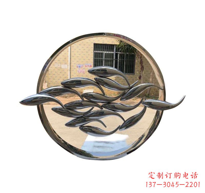安阳不锈钢小区抽象鱼和圆环雕塑