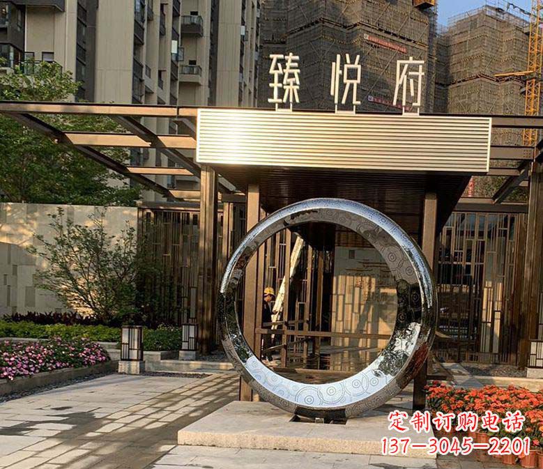 安阳不锈钢小区景观圆环雕塑