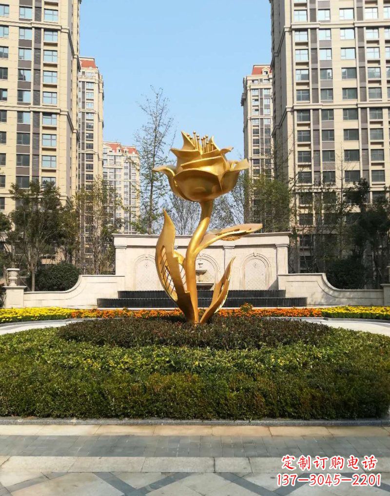 安阳不锈钢小区玫瑰花雕塑