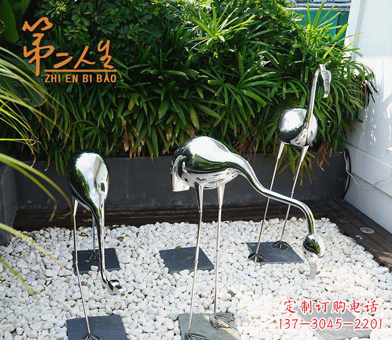 安阳不锈钢小区仙鹤动物雕塑1