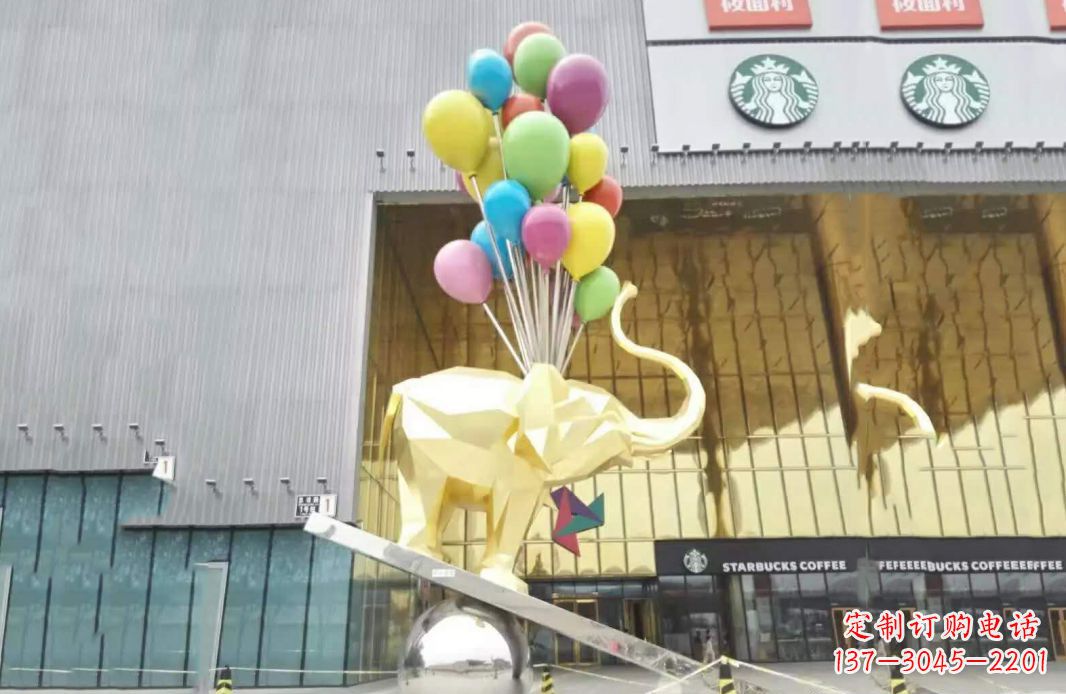 安阳不锈钢小象踩球景观雕塑