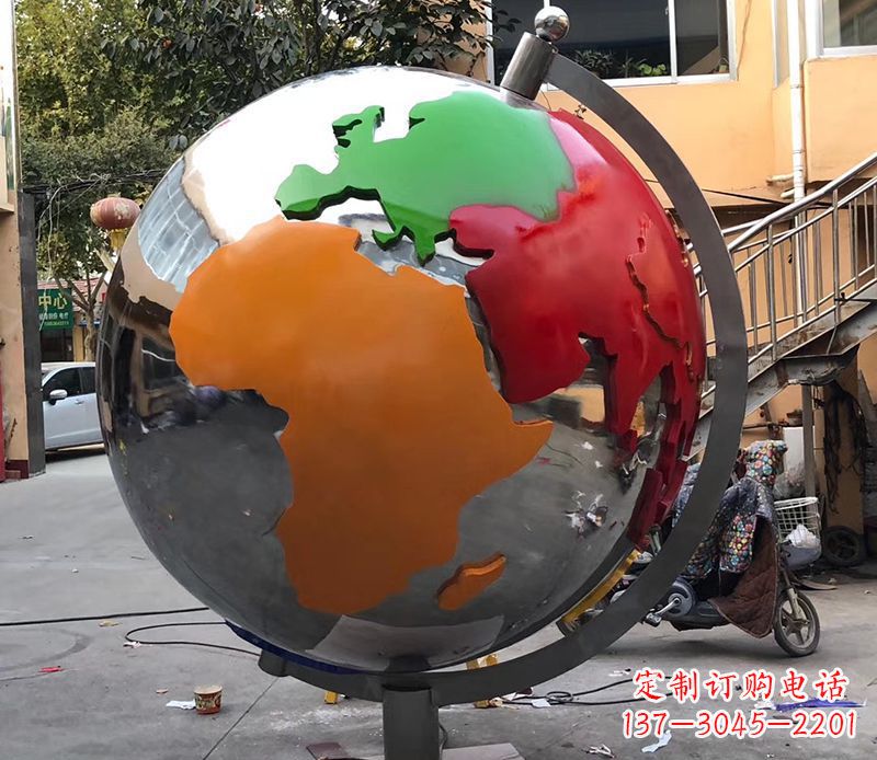 安阳不锈钢校园地球仪雕塑 (2)
