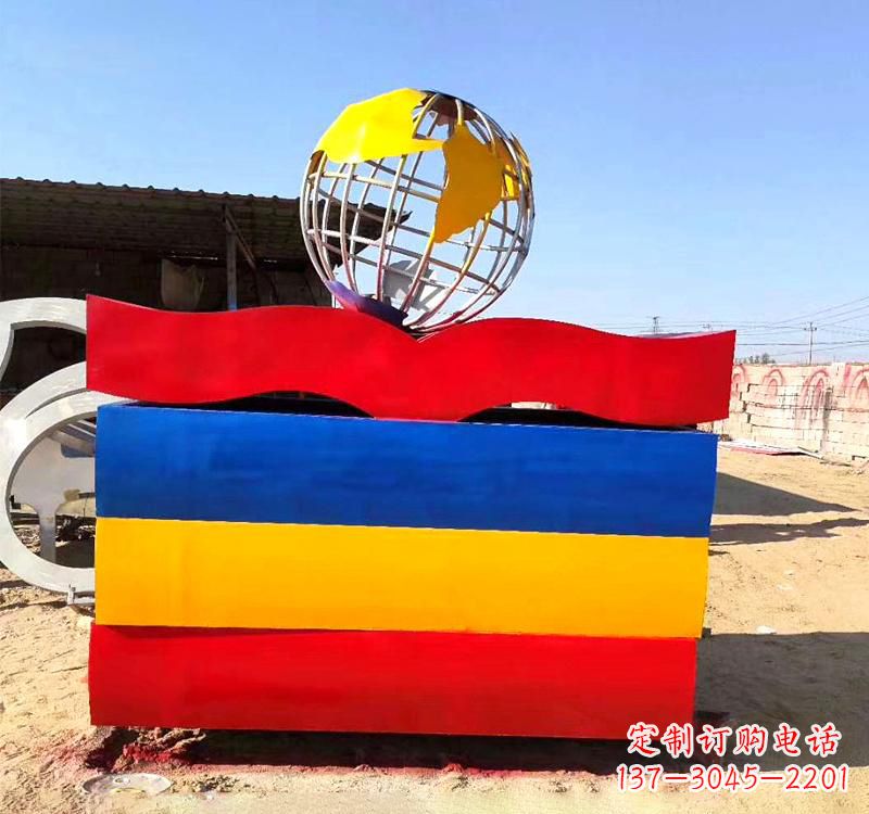 安阳不锈钢校园地球仪书籍雕塑