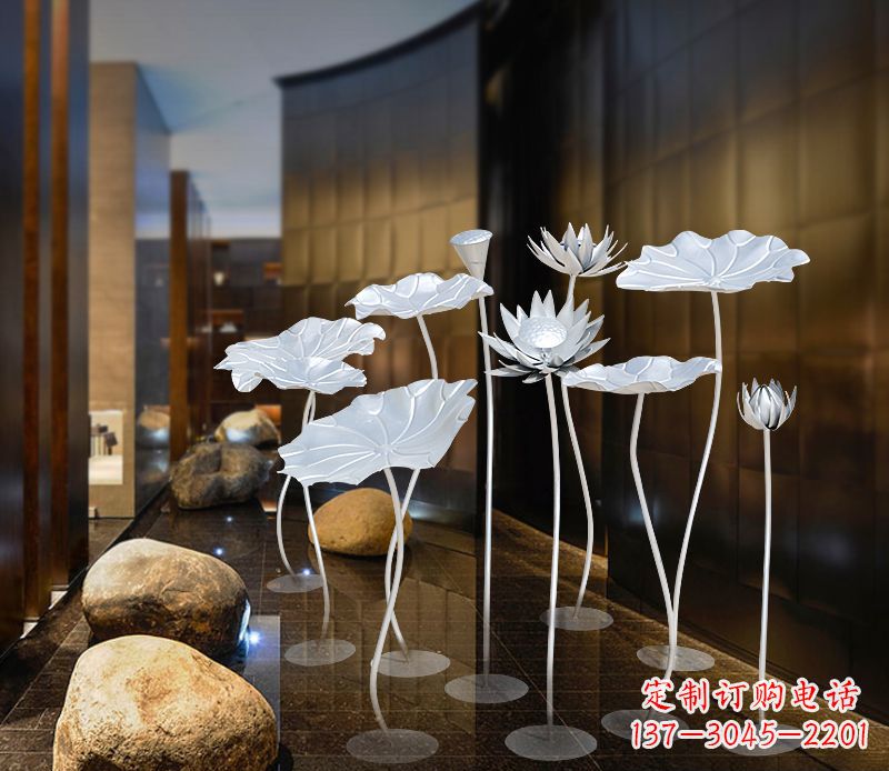 安阳不锈钢银色荷花雕塑
