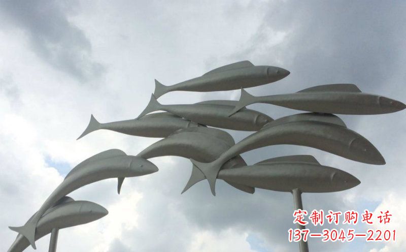 安阳不锈钢鱼群动物雕塑