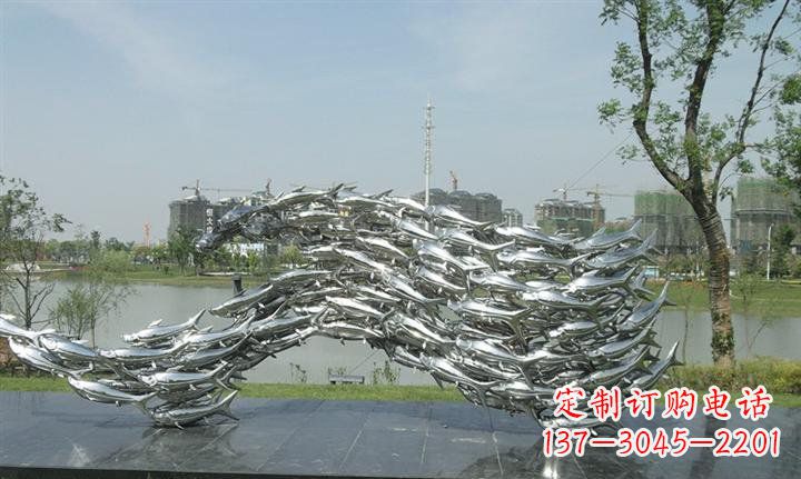 安阳不锈钢鱼群公园动物雕塑